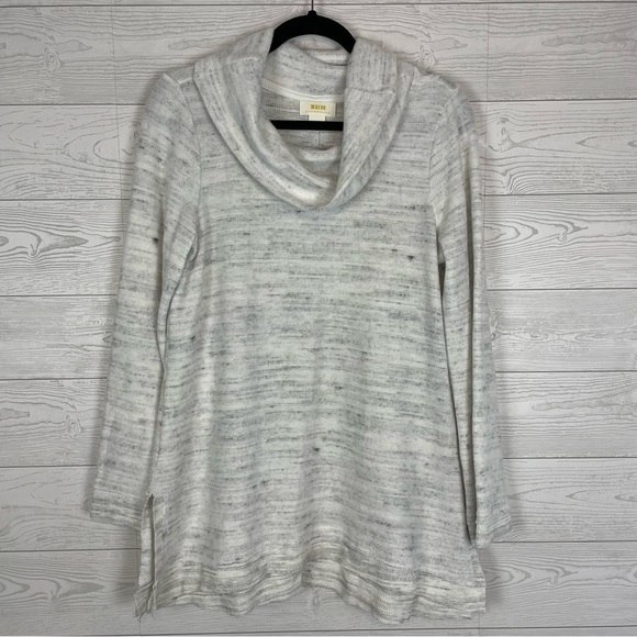 Maeve Anthropologie Risa Hacci Cowl Neck Sweater Light Heather Grey Size Medium - Picture 5 of 9